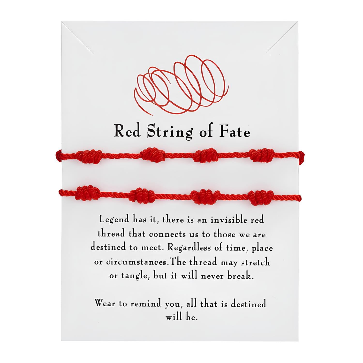 Ozmw 2 Pcs Pulsera 7 nudos roja, Pulseras de la suerte, Ajustable-Pulsera Hilo Rojo para Mujer y Hombre
