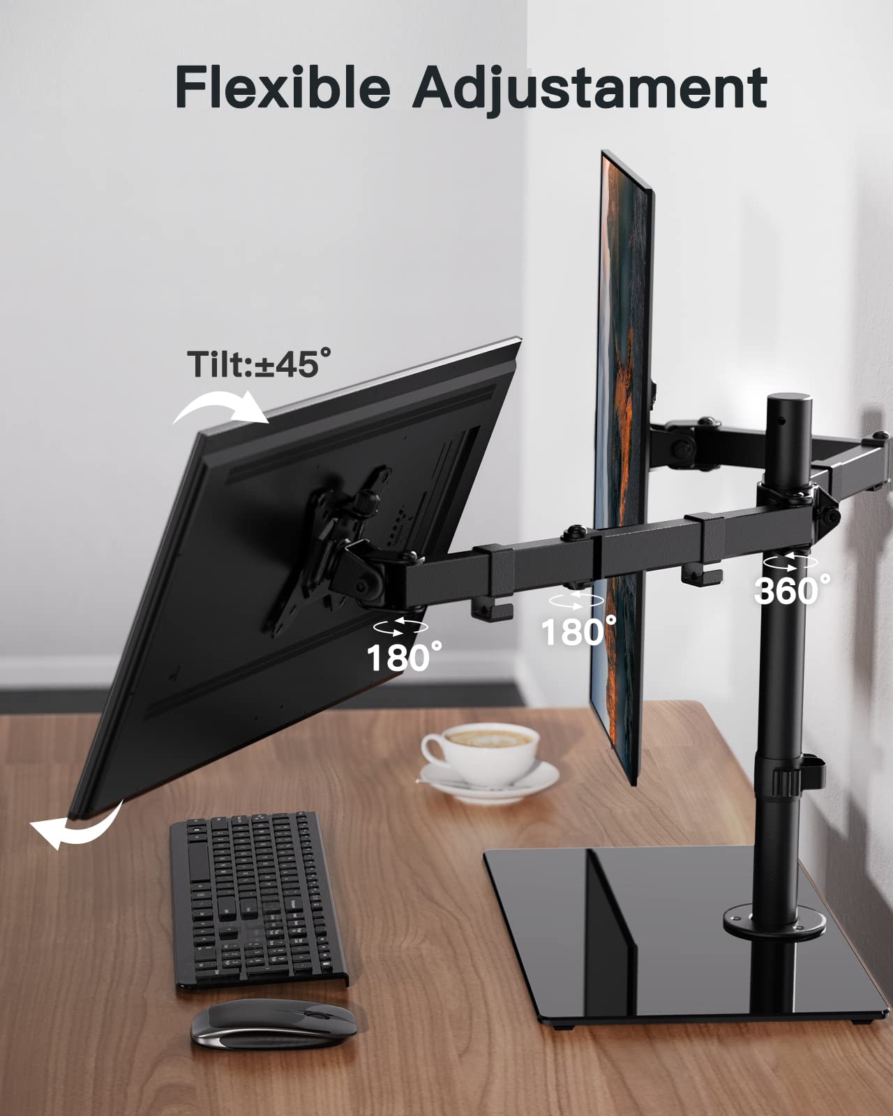 ErGear Dual Monitor Stand for 13" 32" Screen, Freestanding Base Dual