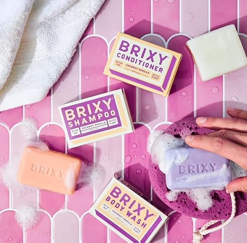 Brixy Shampoo And Conditioner Bar With Body Wash Set For Balance, Hydration & Soft Hair & Skin, All Hair & Skin Types, Ph Balance & Safe For Color Treated Hair, Sustainable, Vegan, Plastic Free #TOP1