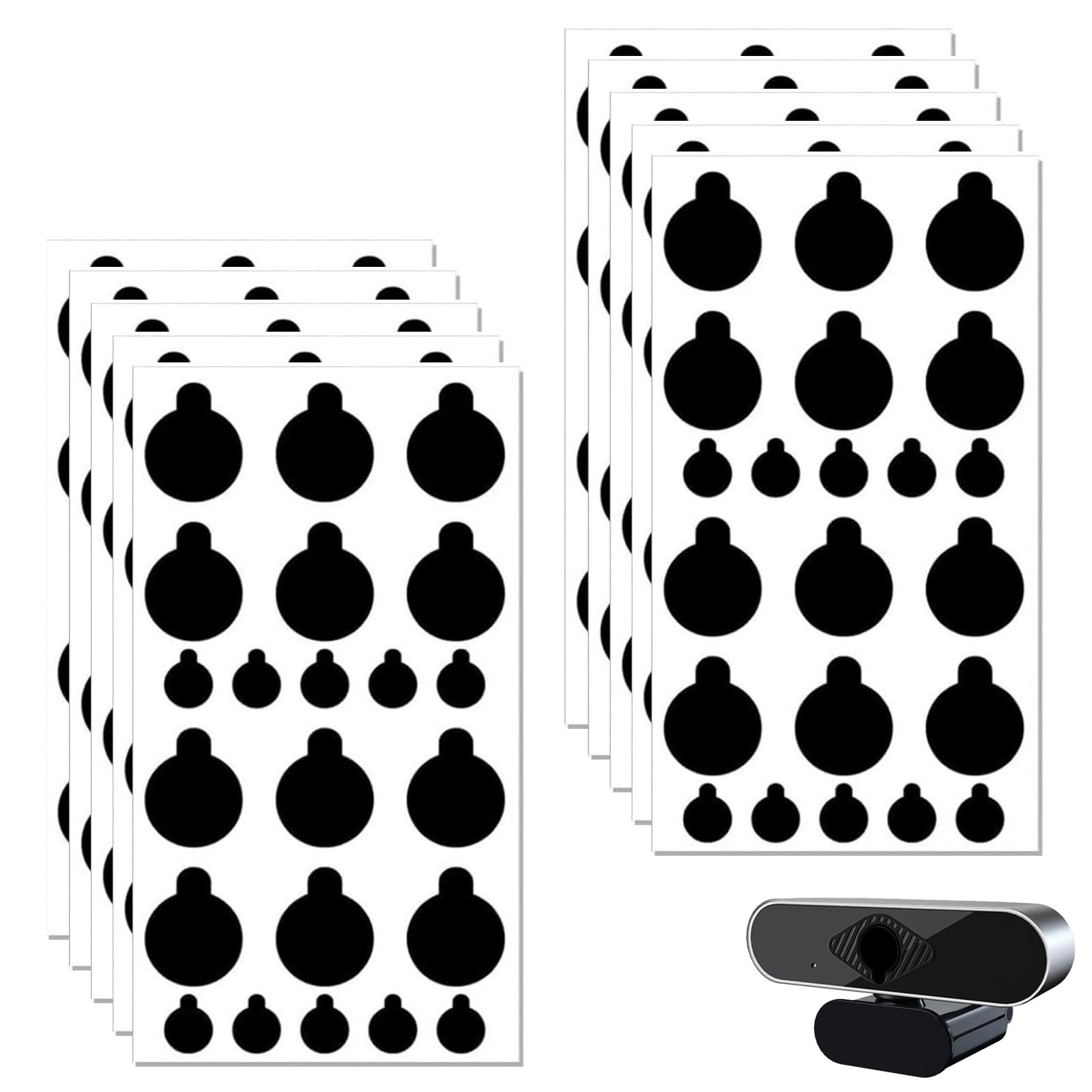 Autocollants pour Cache-Caméra, 10 Feuilles Autocollants pour Cache-Webcam, Autocollant de Confidentialité à Pois pour Webcam et Ordinateur Portable, Autocollant Opaques pour Routeurs et Téléphones