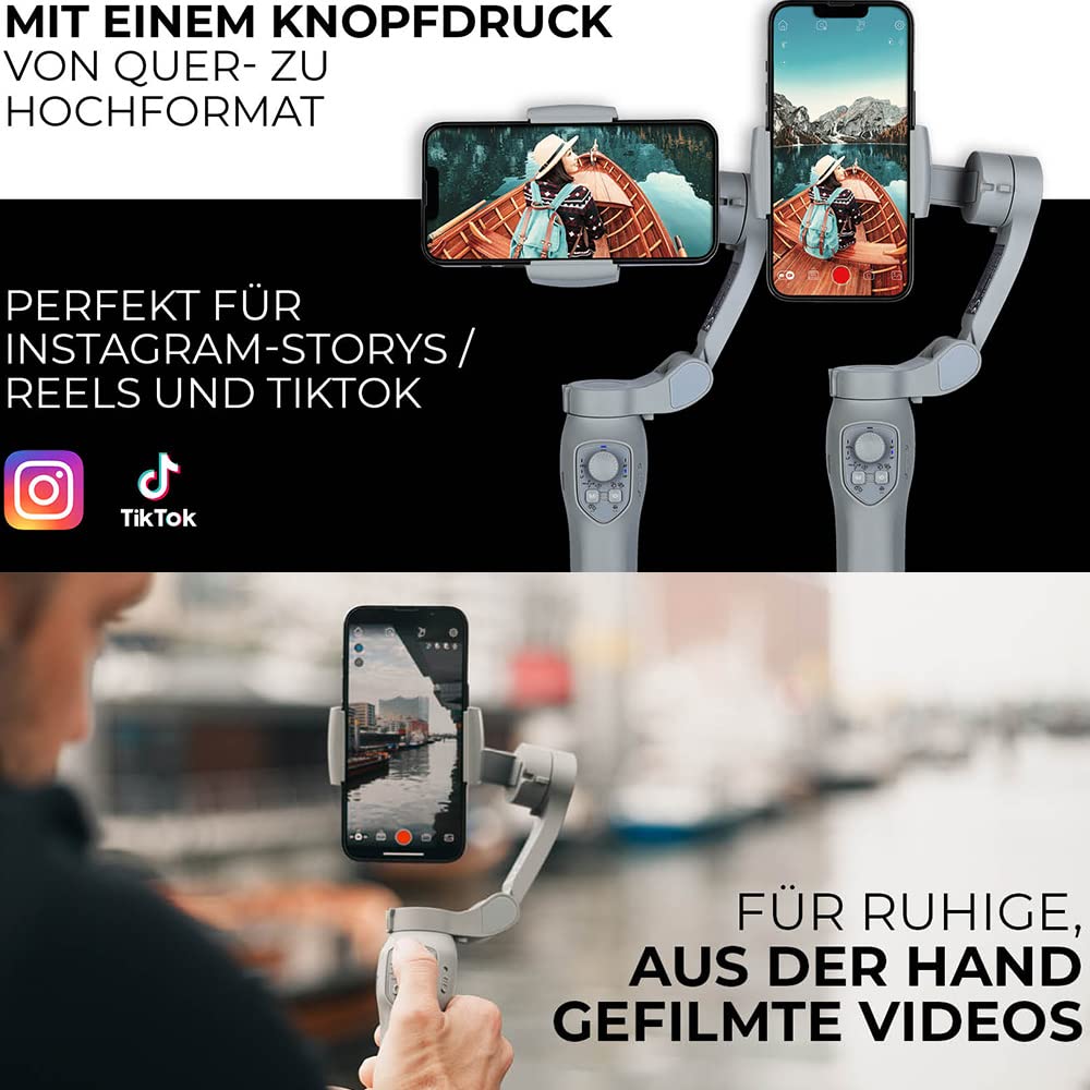 Rollei Steady Butler Mobil 3 SE, mały, lekki, składany smartfon gimbal do cichego kręcenia filmów z ręki. Ze sterowaniem aplikacją dla systemu Android i iOS 22946