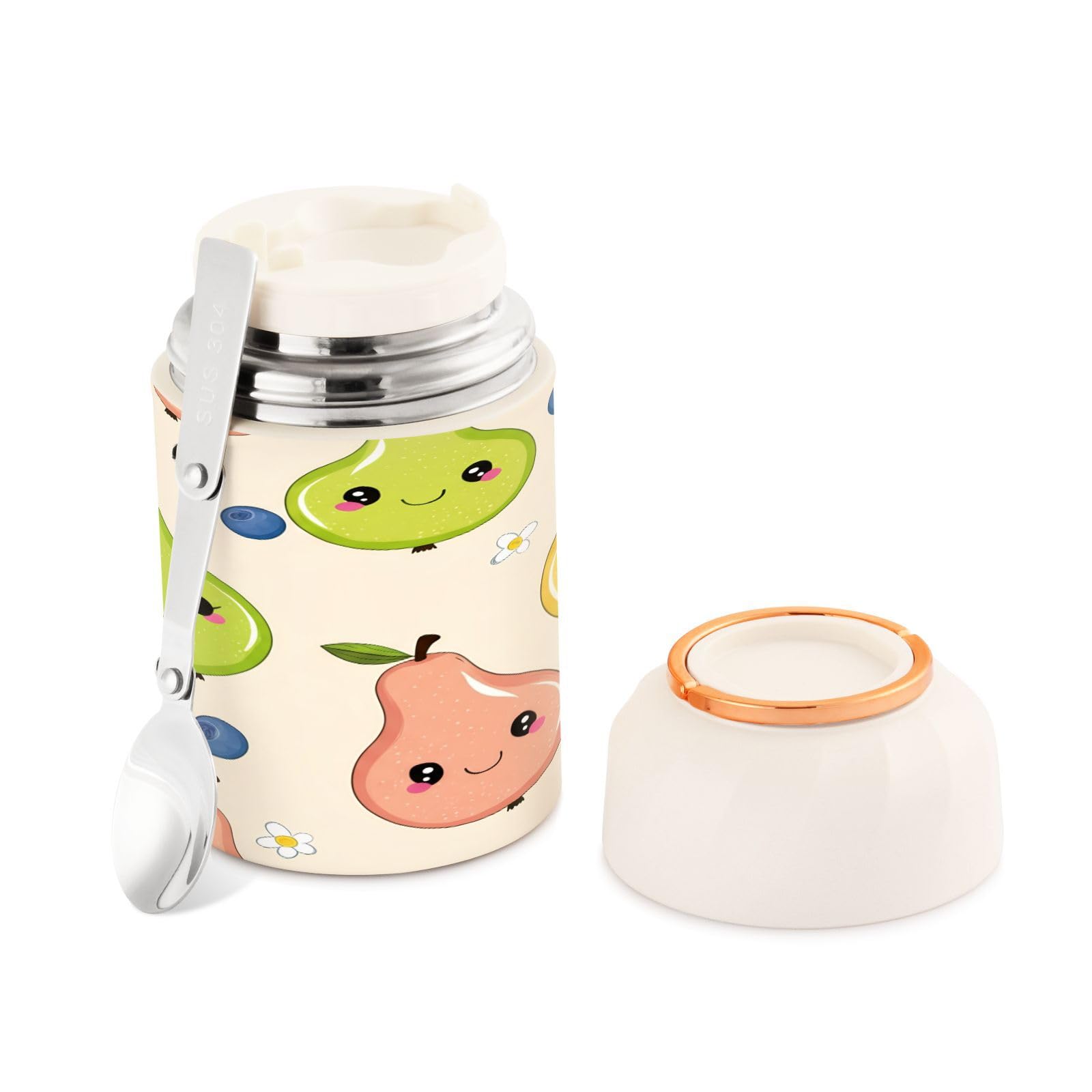Termo de comida para adultos de 500 ml con cuchara y aislamiento al vacío