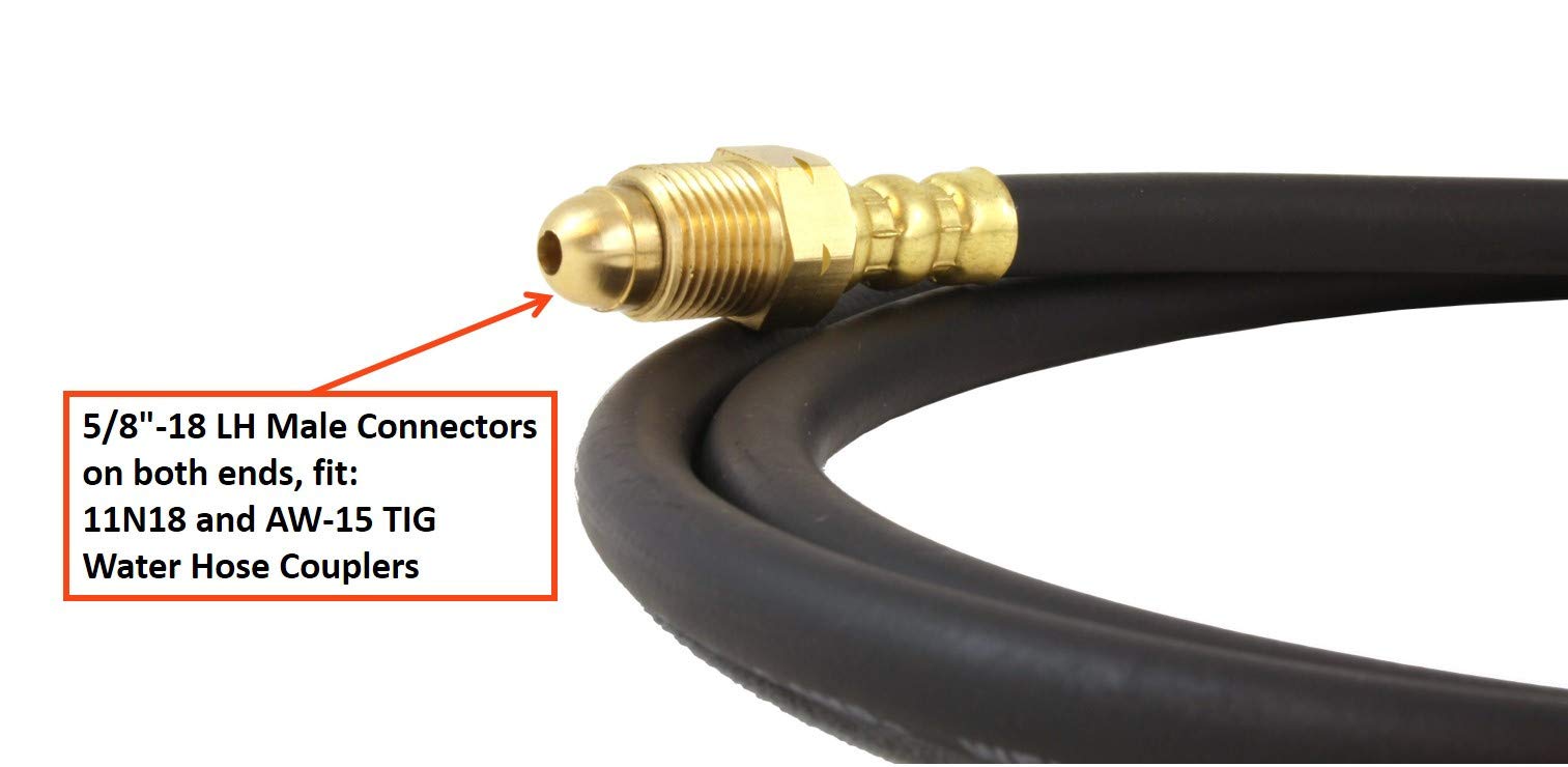 SÜA - 25 Feet Water Hose for Water-Cooled Series 20 and 18 TIG Torches Recirculation Systems - 5/8''-18 LH Connectors.