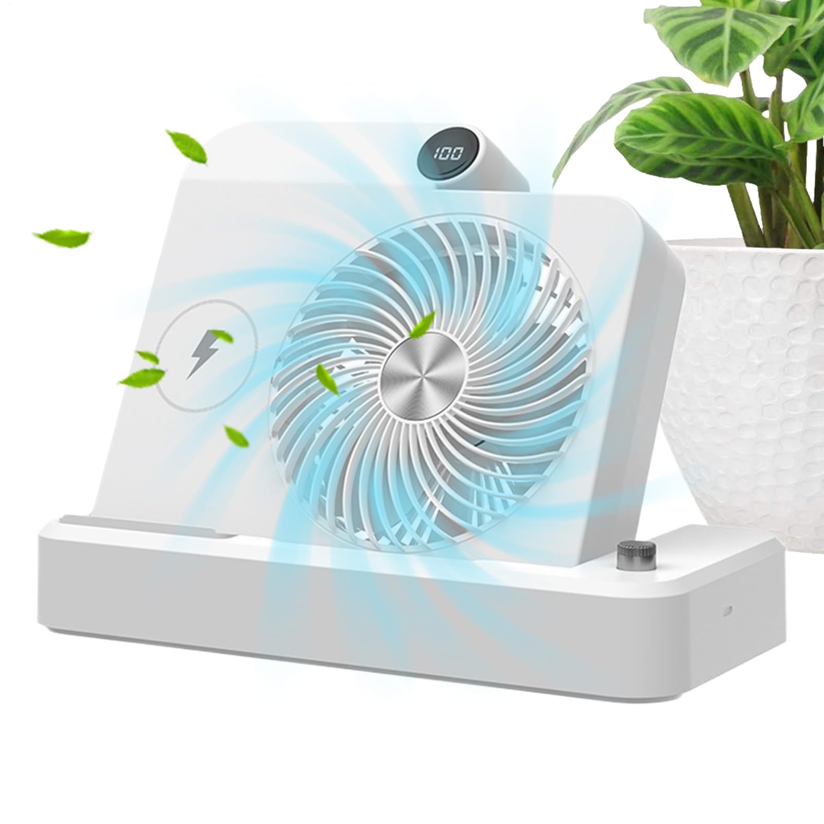Ce ventilateur de bureau léger élimine la chaleur pendant que son socle recharge votre téléphone