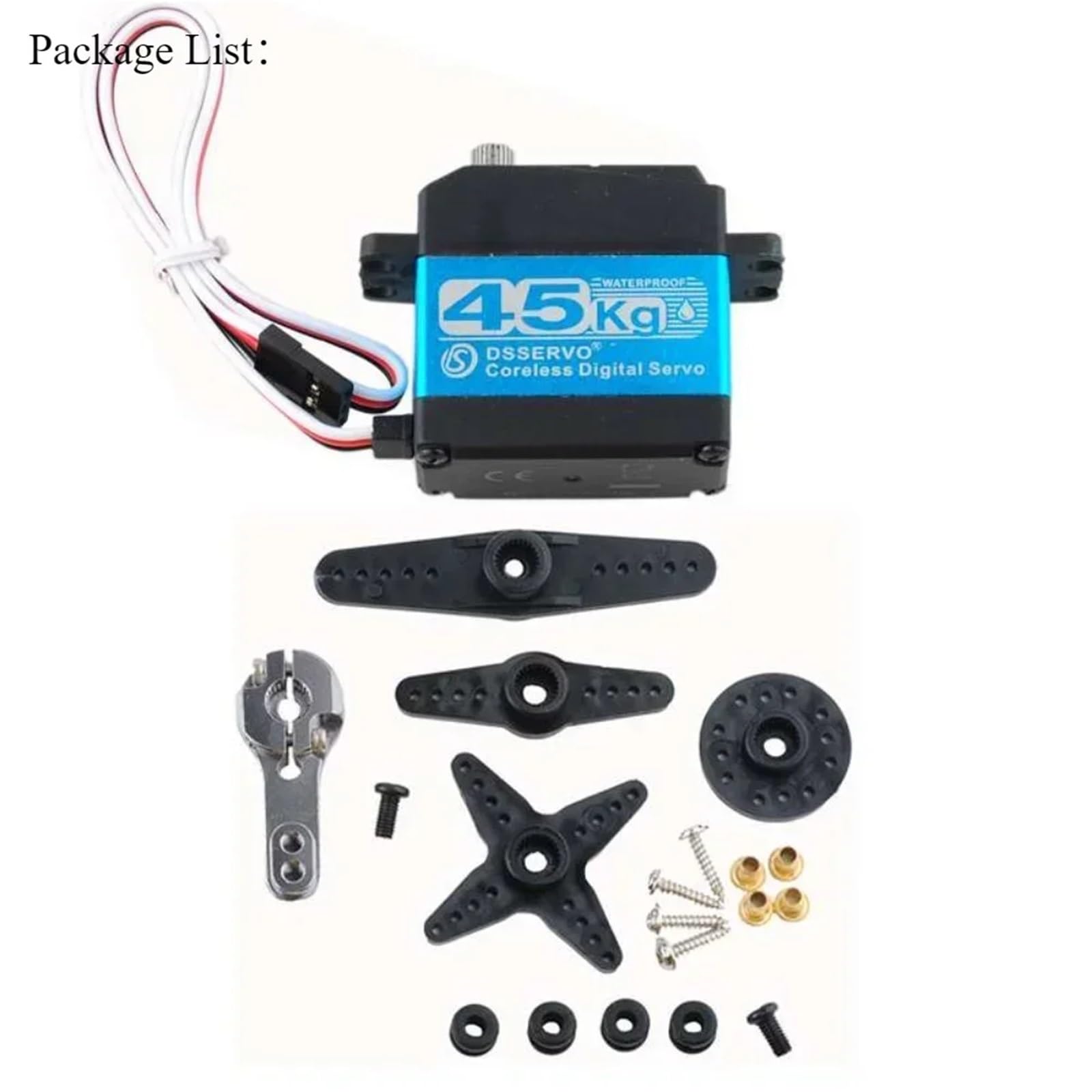 DS3245 45 kg bezrdzeniowy cyfrowy serwo przekładnia ze stali nierdzewnej 8,4 V 51 kg.cm wodoodporna dla robota samochodowego 1/8 1/10 RC (180 stopni)