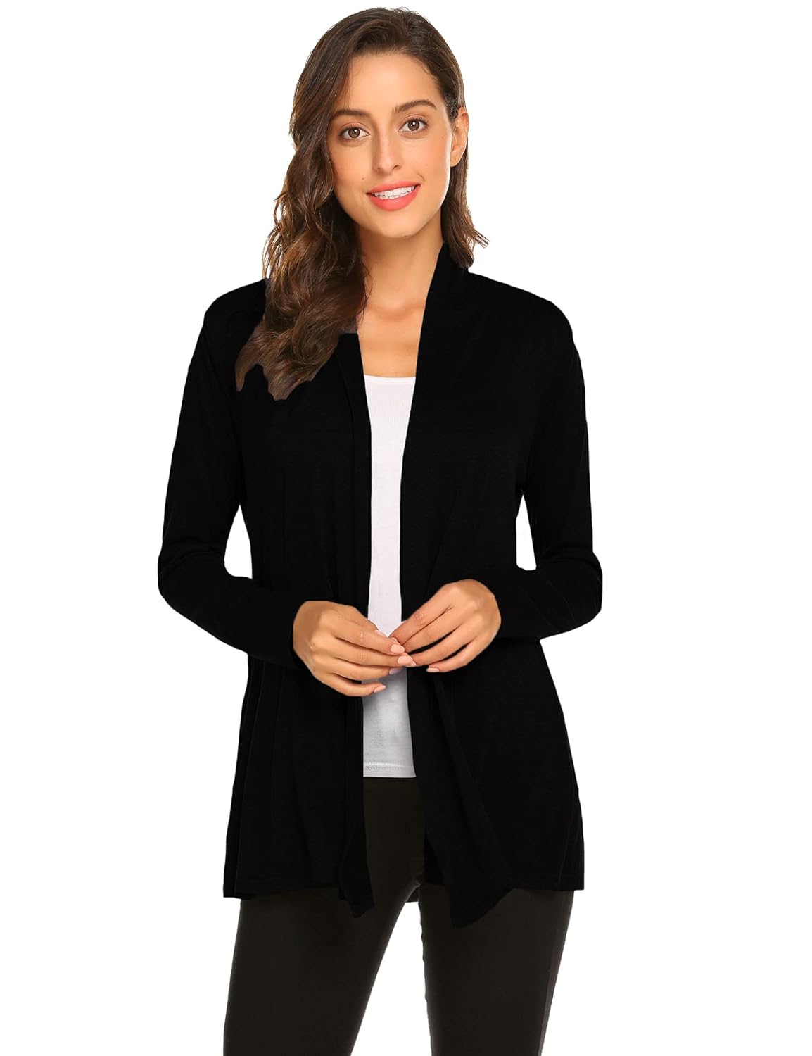 Newchoice Womens Casual Lightweight Long Sleeve Cardigan Soft Drape Open Front Fall Dusters S-3XL