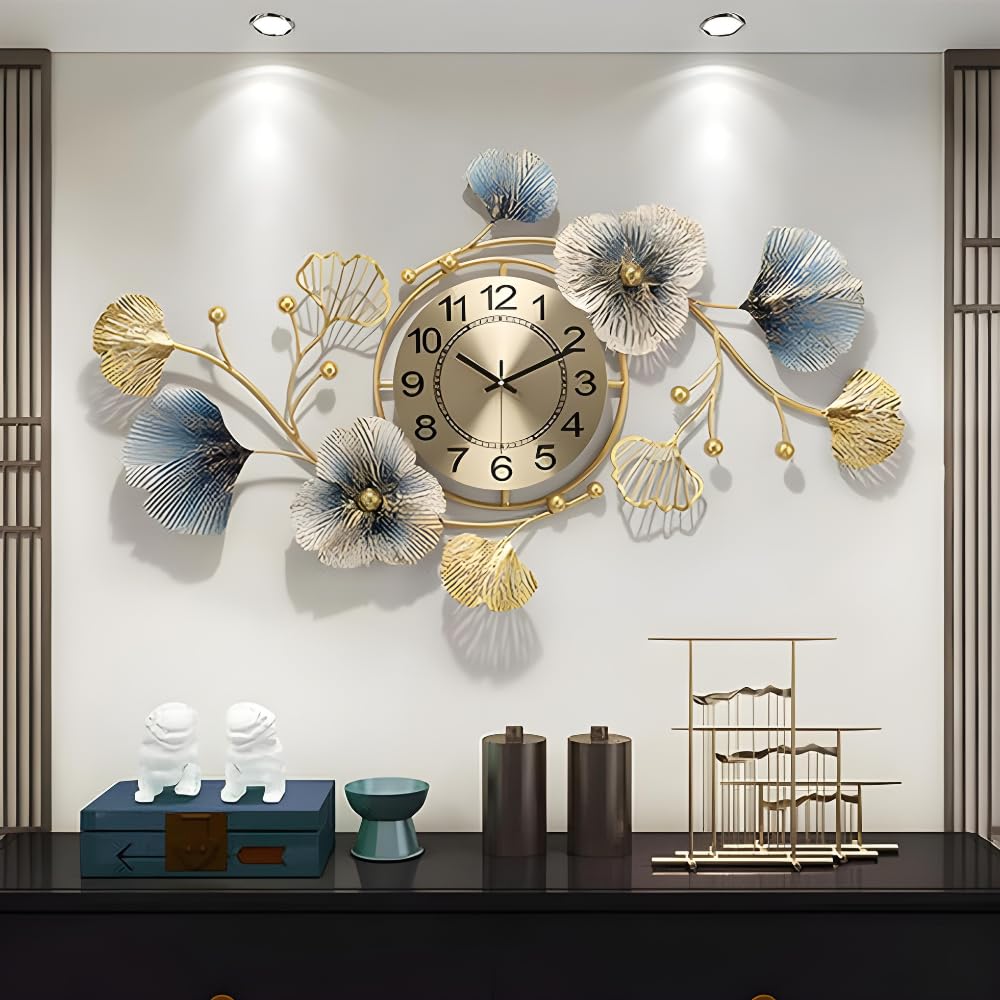 MACODECO Metal Wall Clock for Home Decor - Elegant Home Decoration Items for Living Room - Wall Clock for Room Stylish Latest- Wall Decor Items - Decorative for Living Room