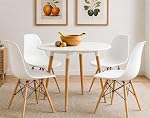 Inspirer Dining Table Set New 17 inch SeatDepth Eiffel Chair with Modern Side Table Natural Wood Legs Dining Room Set Lounge Set (4 X Chair & 1 X Table)
