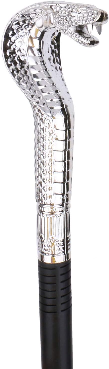 Vesil Skeleteen King Cobra Pimp Cane Egyptian Style Staff Scepter for Emperor, Silver : Clothing, Shoes & Jewelry