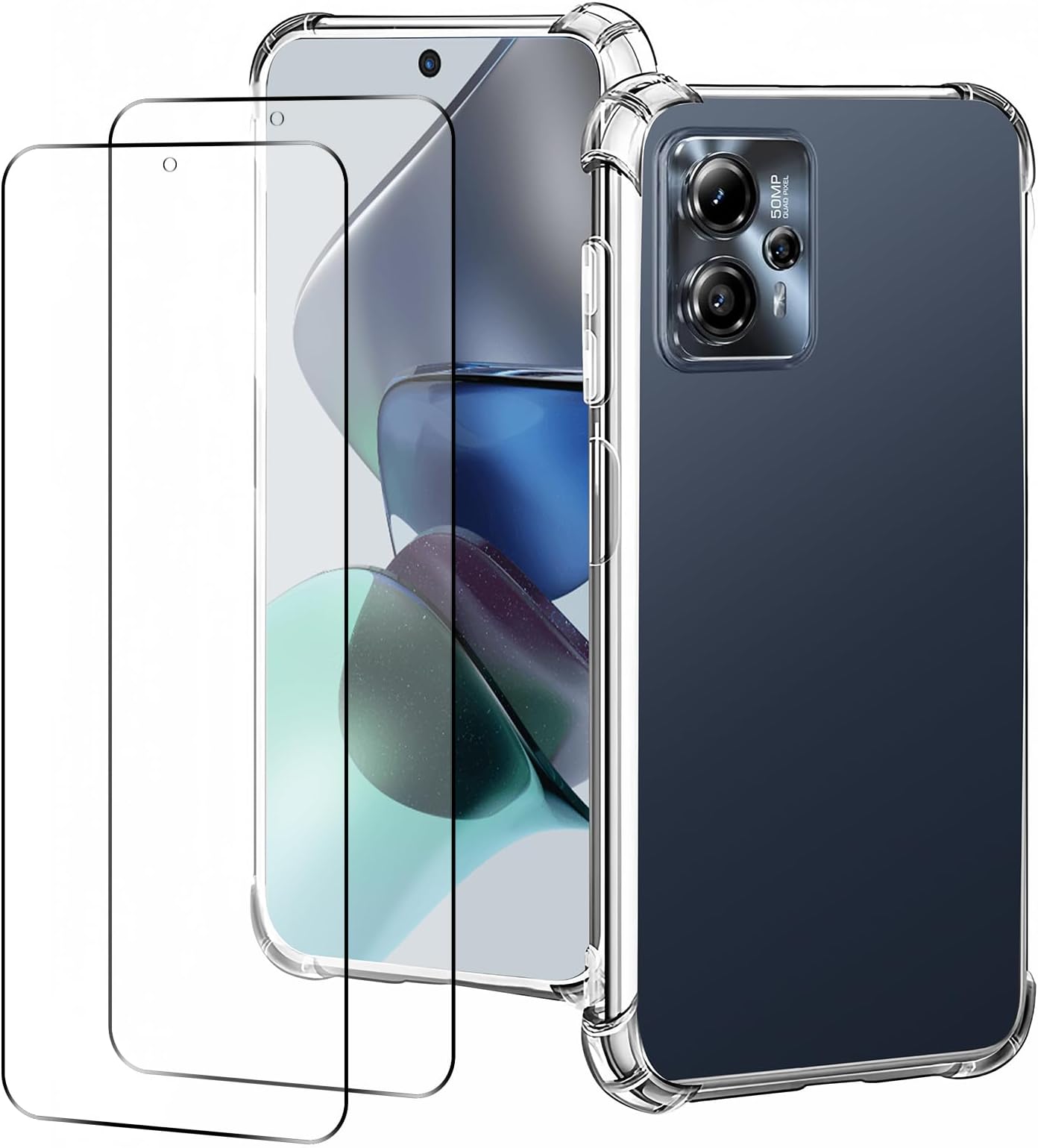HAOYE Cover Per Motorola Moto G13/G23, Custodia Rigida Antiurto Trasparente Con Design Sfumato, Danza