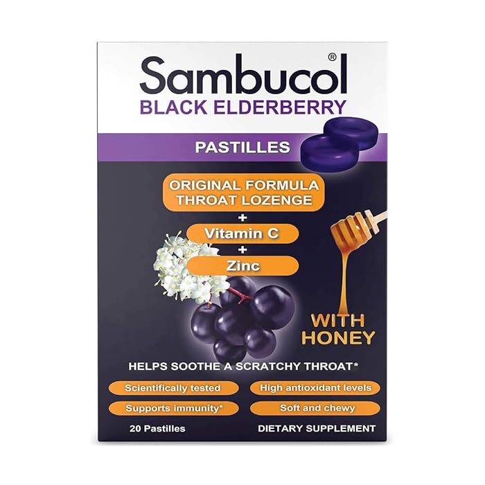 Buy Sambucol, Black Elderberry Pastilles with Honey, Supports immunity