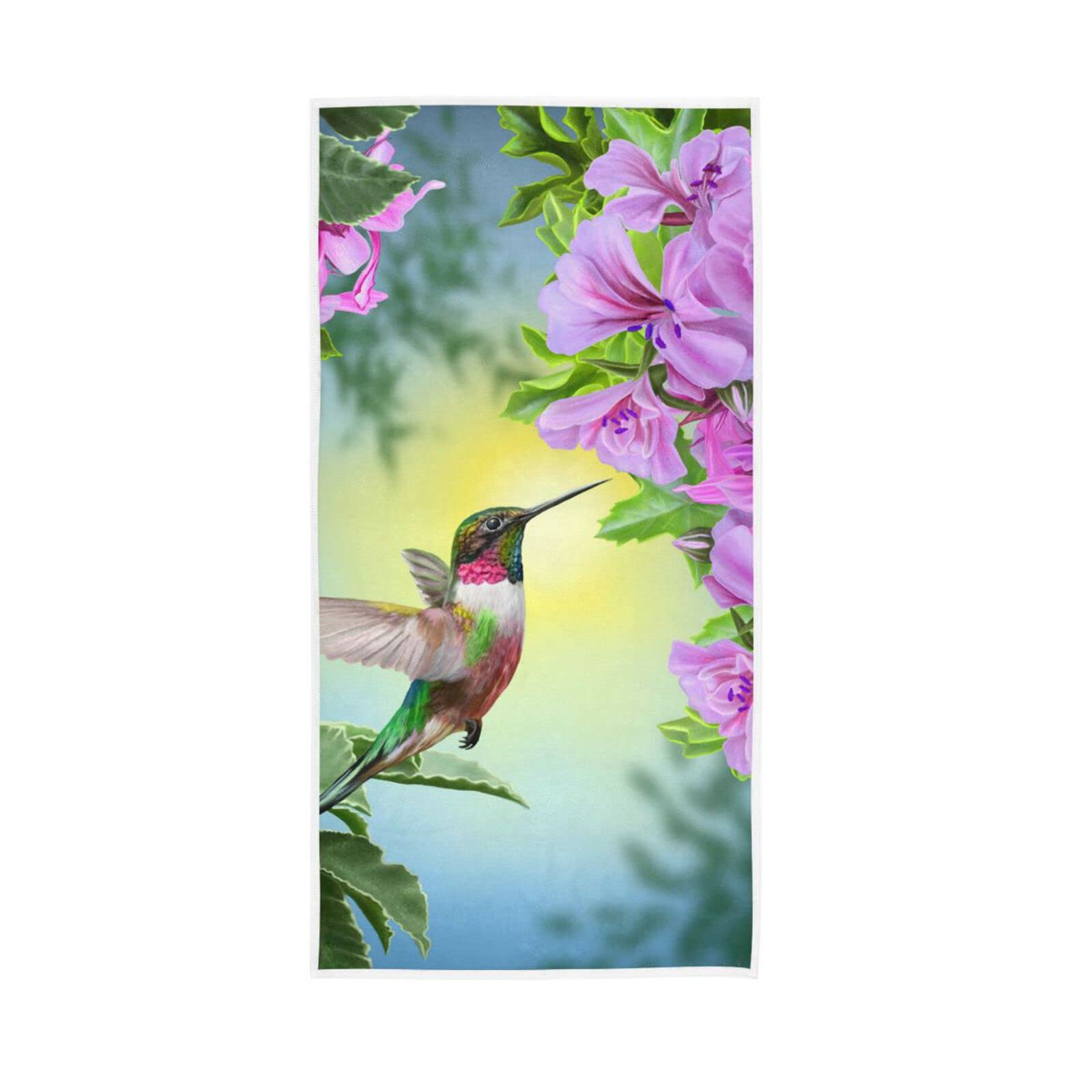 LSRCPD Hand Towels Flower Bird Hummingbird Decor Fingertip Soft Face Towel Absorbent Bathroom Kitchen Towels