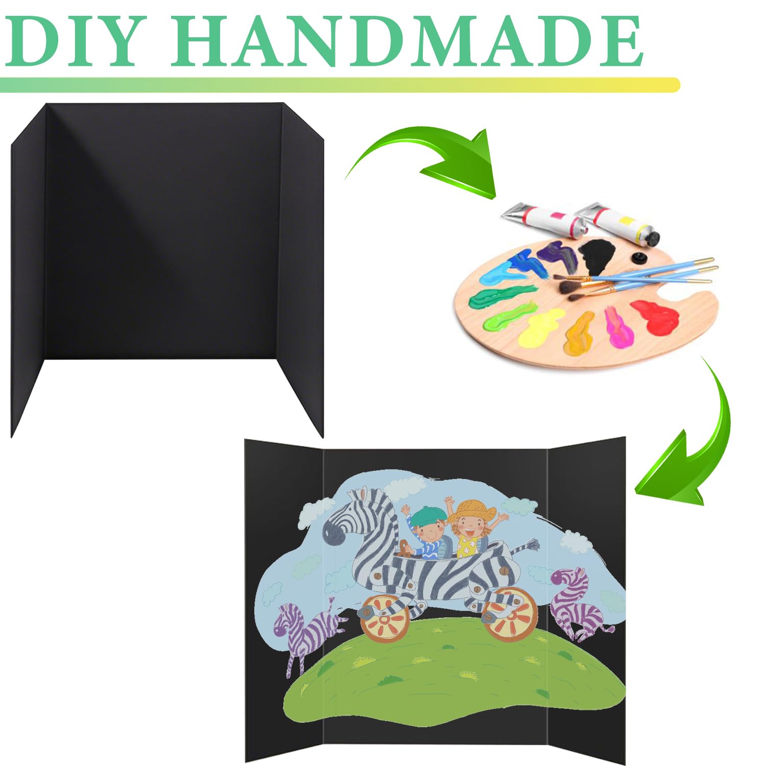 3-Pack Black Trifold Display Boards, 24 x 16 Inches Tri-Fold Corrugated Presentation Boards for Classroom Projects, Science Fairs, Business Events, and Exhibits - Image 4