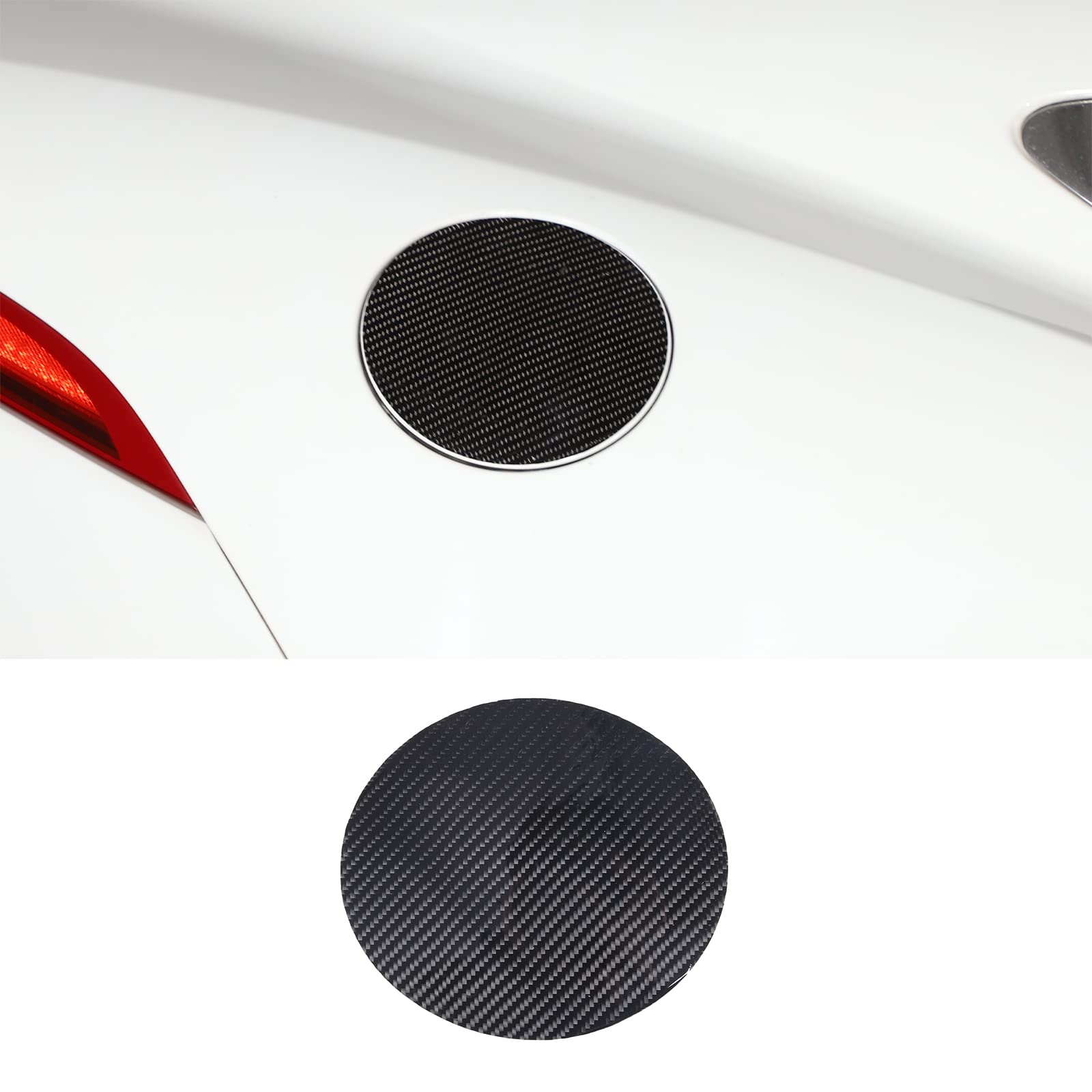 Daeiclru Real Carbon Fiber Car Door Fuel Tank Cap Sticker Compatible with Jaguar F-TYPE 2013-2022, Car Exterior Fuel Tank Cover, Fuel Filler Cap Trim Decor Sticker Accessories
