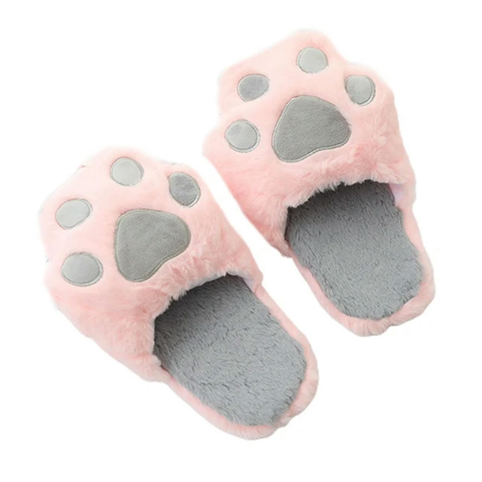 MdybF Pantofole Donna Invernali Pantofole di Cotone Simulazione Femminile Pelliccia di Coniglio Cat Paw Pantofole Indoor Casa Peluche Scarpe Antiscivolo Carino Casa Pantofole
