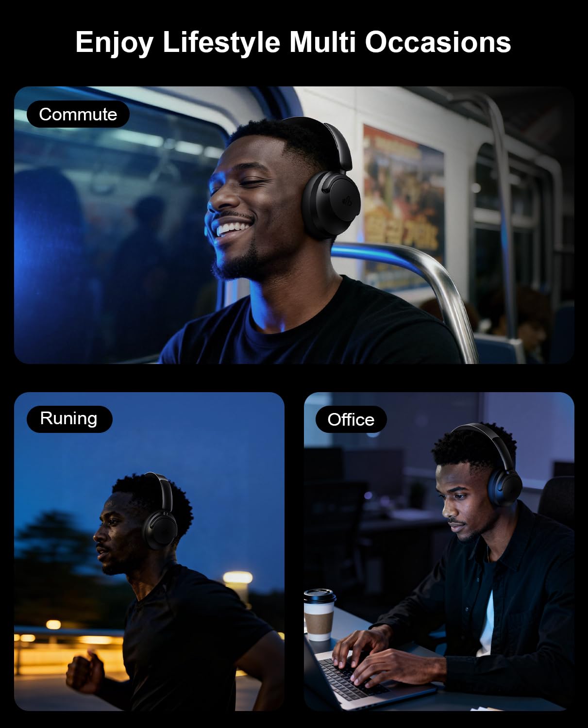 Hybrid Active Noise Cancelling Kopfhörer, Over-Ear Bluetooth Kopfhörer mit Hi-Res Audio, 90H Spielzeit, Deep Bass, Transparenzmodus, Faltbare Komfortbecher, Abschlussgeschenke für Reisen Büro
