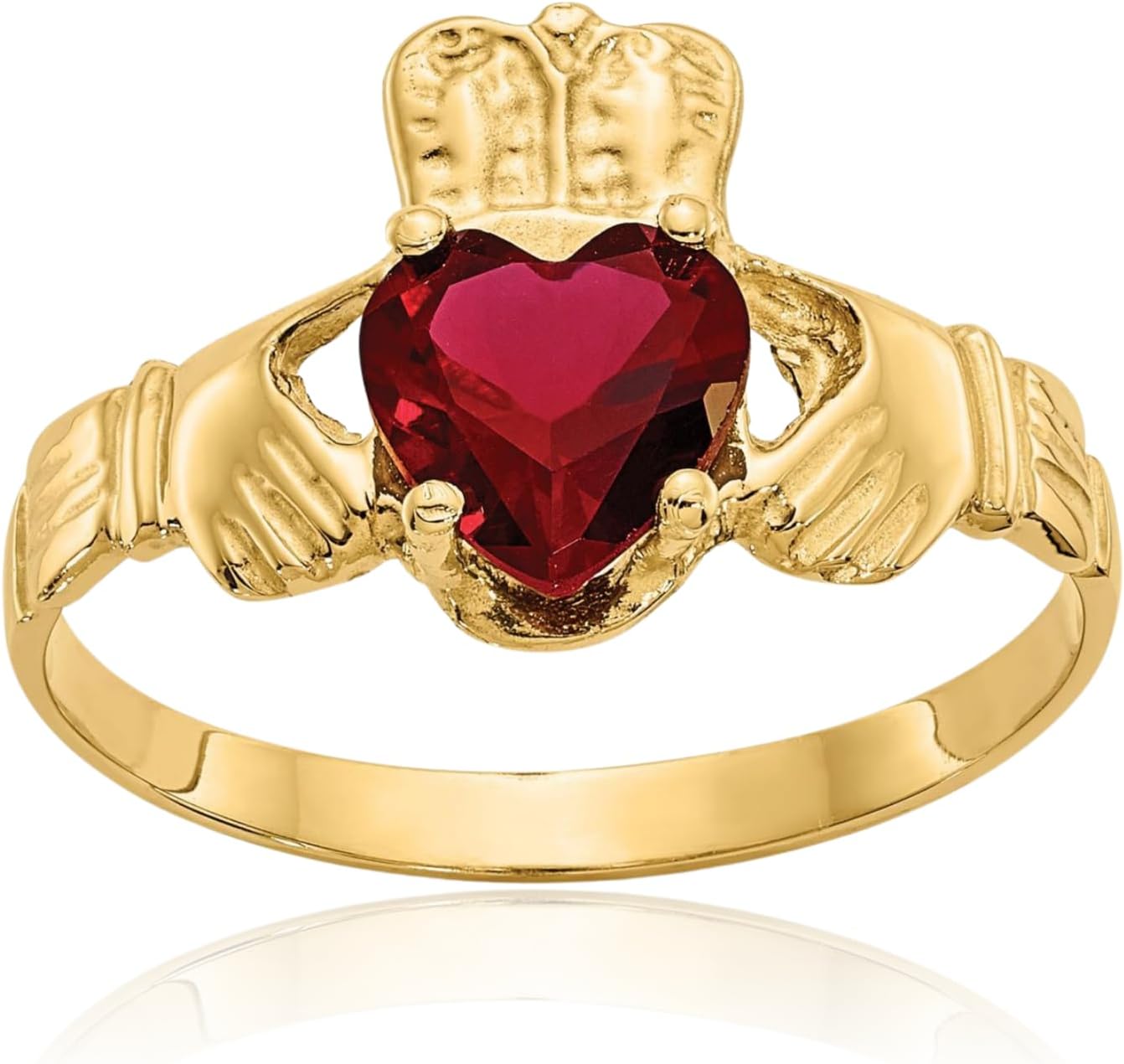 IceCarats 10K Solid Yellow Gold Celtic Claddagh Heart Statement Fashion Ring Prong Set, Polished