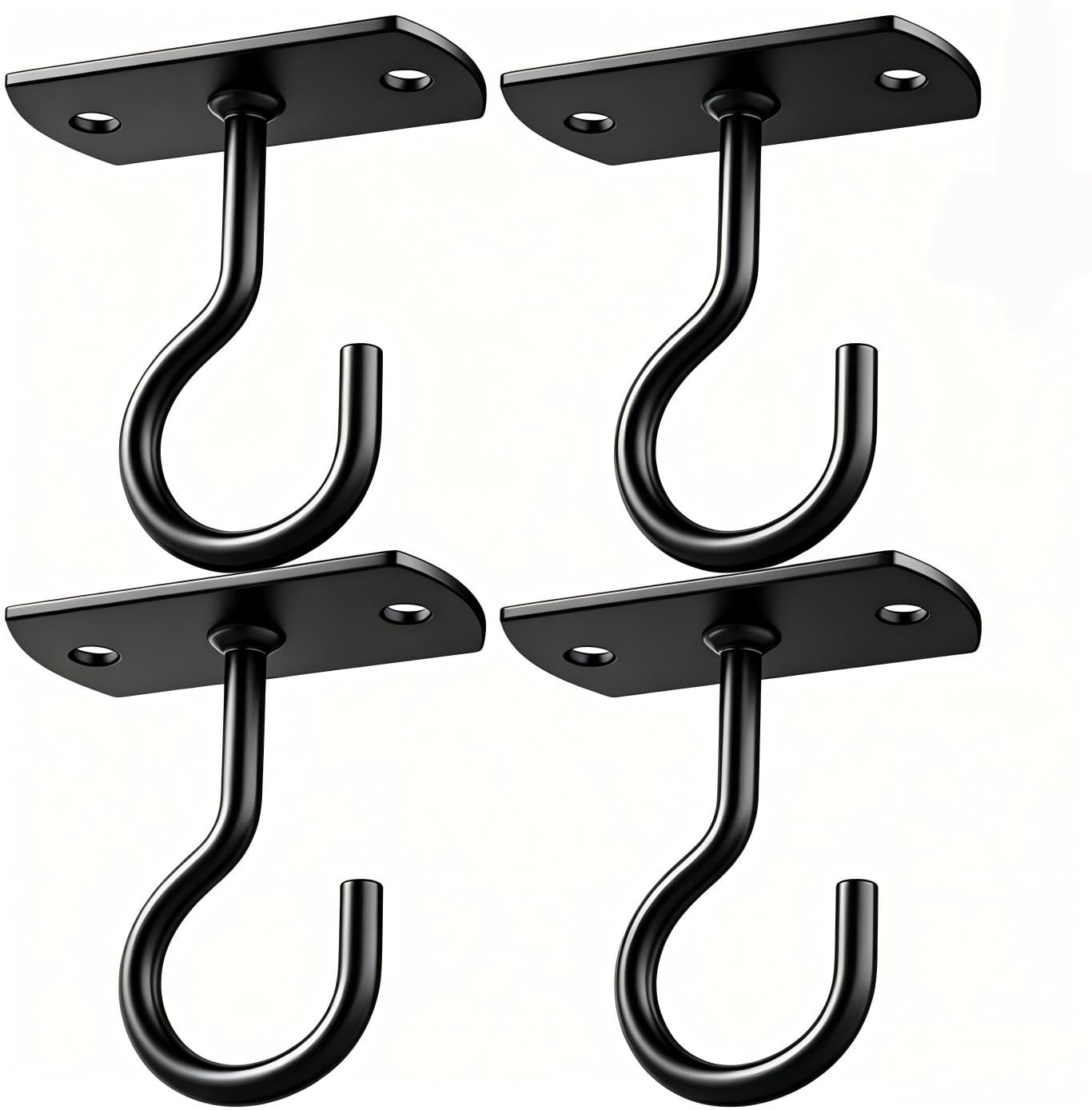 4Pack 2.5In Ceiling Hooks for Hanging Plants Outdoor Flower Basket Black