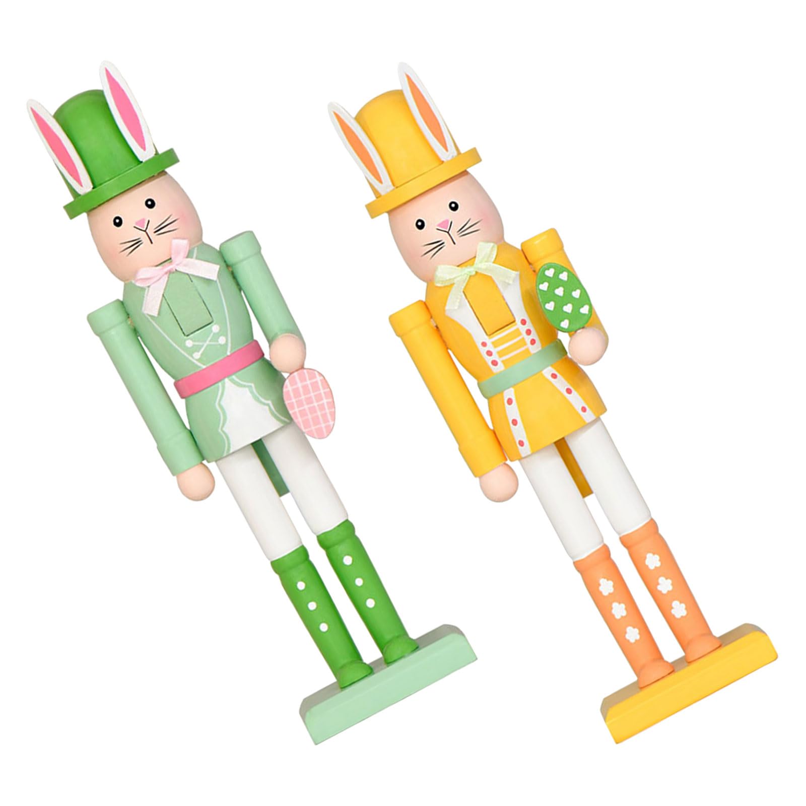 2 Stück Holz Hasen Nussknacker 30cm Osterdeko Frühlingshasen Figur Dekorative Tischdekoration Multifunktionale Frühlings und Osterfigur