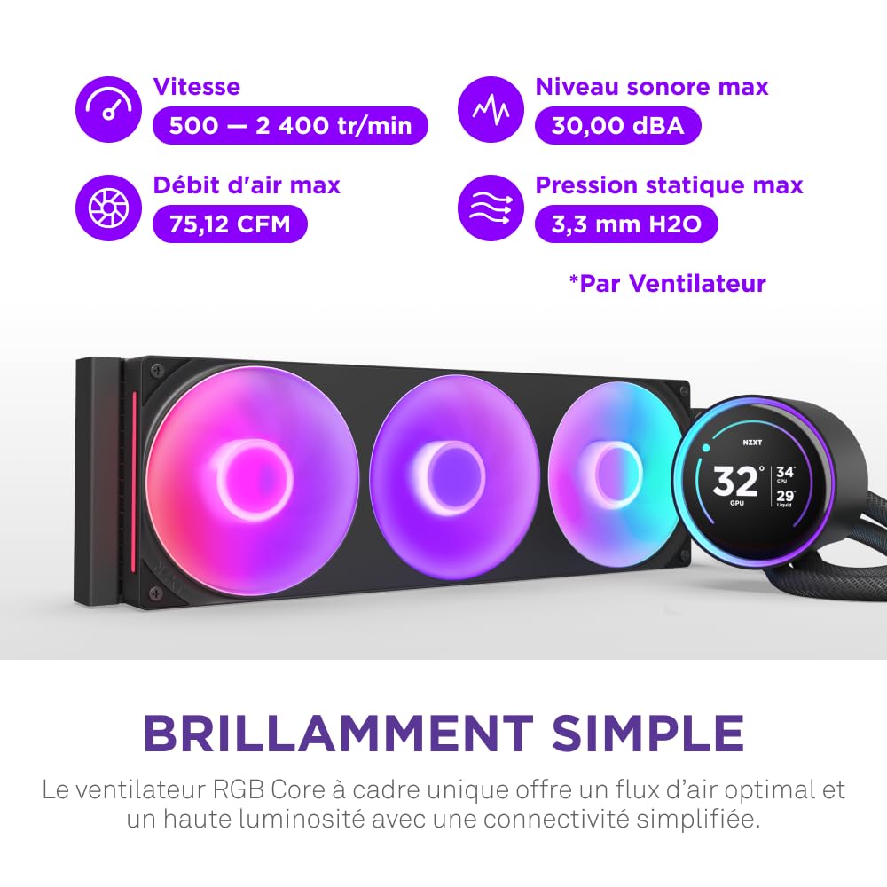 NZXT Kraken Elite 360 RGB Liquid Cooler CPU AIO Radiator 360 mm Radiator F360 RGB Fan 2.72 IPS LCD Customizable Turbine Pump LGA 1700 1200 115X 1851 / AM5 AM4 Black