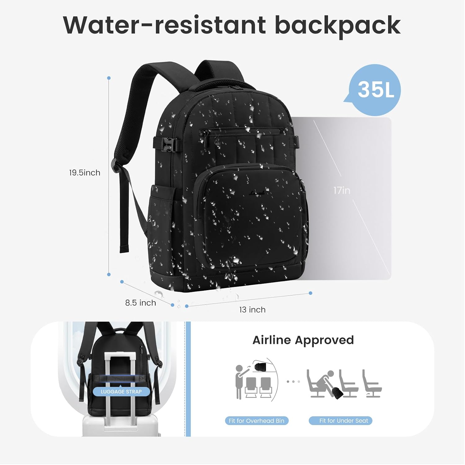 LOVEVOOK Laptop Backpack for Women with Giant Tumbler Holder Pocket,17 Inch Puffer Travel College Work Backpack Purse for Teacher Nurse,Waterproof Laptop Bag Computer Back Pack Casual Daypack,Black
