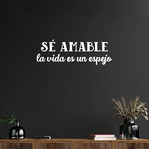 Calcomanía de vinilo para pared, Sé Amable La Vida ES Un EspejoBe Kind Life is A Mirror, 10 x 30 pulgadas, bonita calcomanía inspiradora con cita