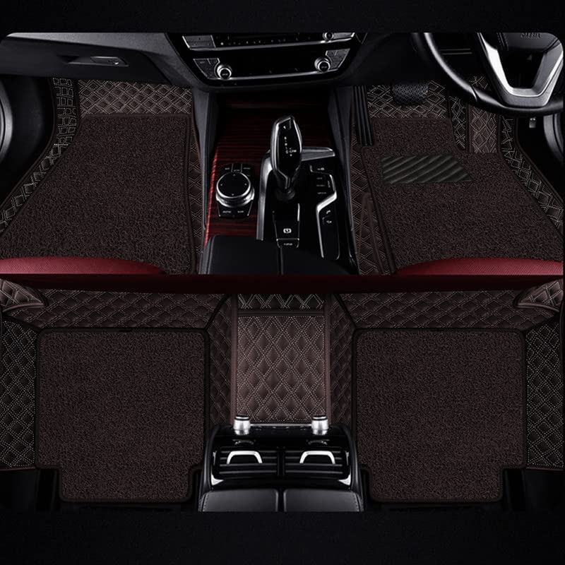 Premium 7D Car Floor Mat Full Set for Honda Elevate | Luxury Leather with Detachable Curly/Grass Car Foot Mat with Heal Pad | 100% Waterproof & Anti-Skid (Coffee Coffee)