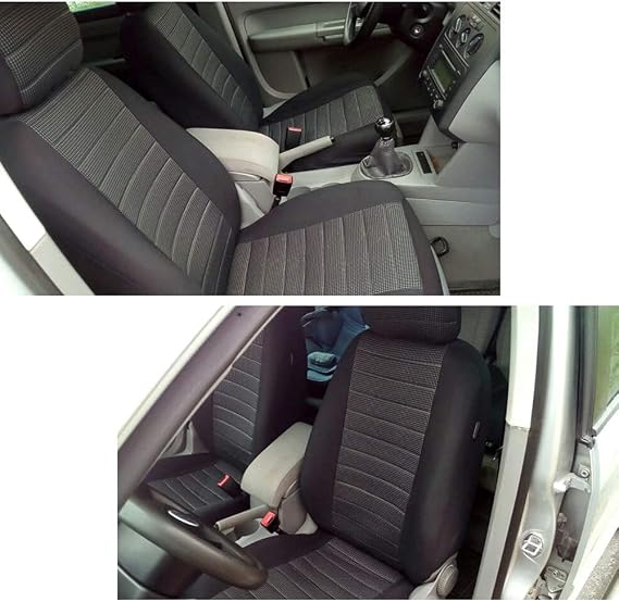 TOYOUN Universal Car Seat Covers Full Set - Jacquard Cloth for Most Sedans, Vans, SUVs, Trucks - Front and Rear Protector, Airbag Compatible - Gray