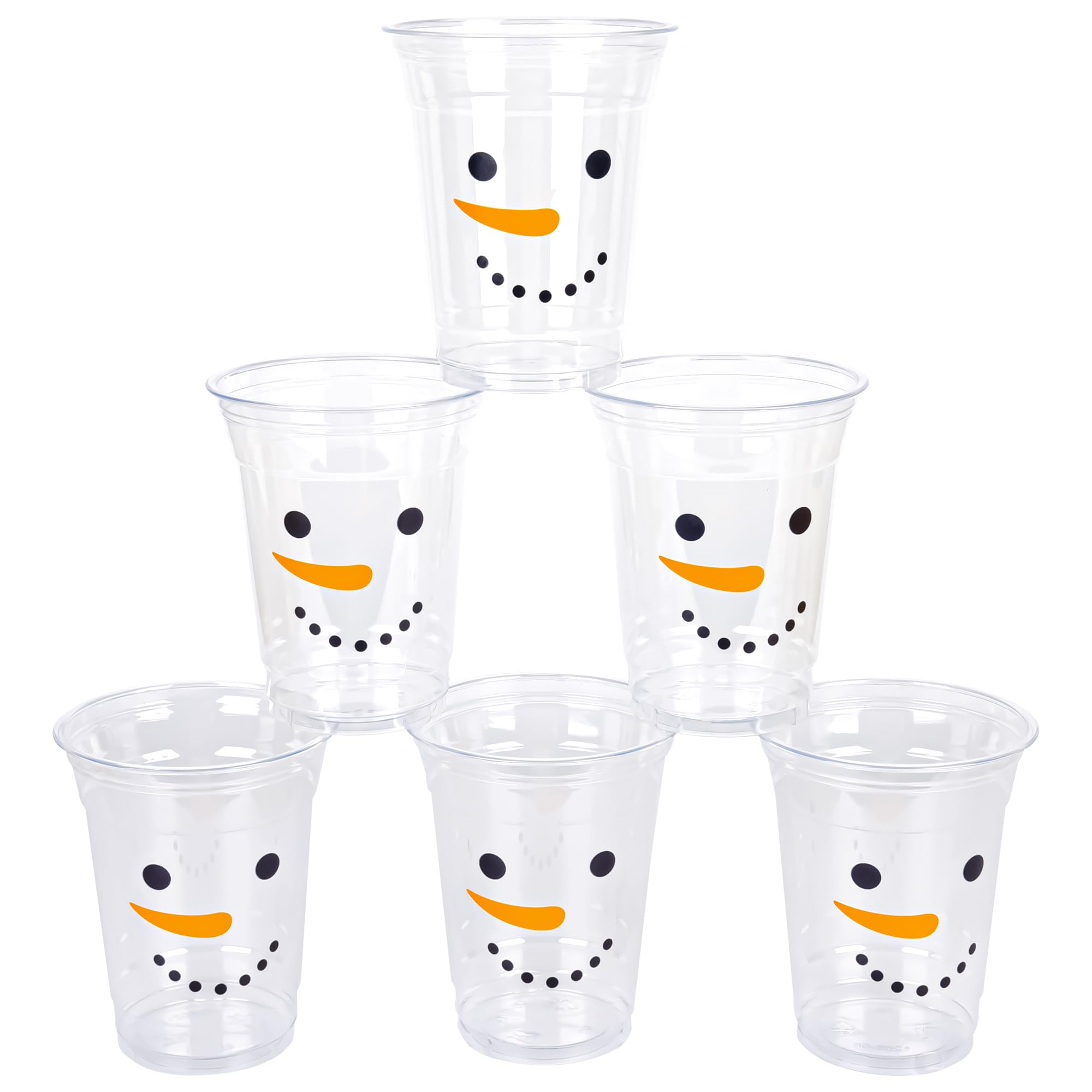 AimFun Snowman Plastic Cups Christmas Disposable Party Cups Winter Holiday 12 oz Cold Drinking Cup for Drinking Coffee Xmas Birthday Party Supplies (