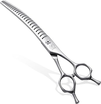 Professional Dog Grooming Scissors for Thick Coated Dogs - 7.5 Inch Curved Chunker Shears with 85% Thinning, JP Cobal Steel & 25Blade for Professional Hair Trimming