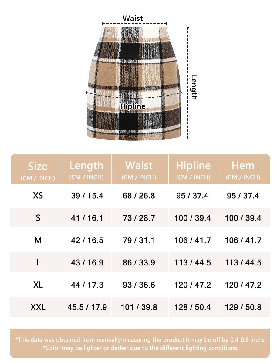 Kinghua Mini Jupe Crayon Moulante Taille Haute en Laine pour Femme, Marron, Taille XL