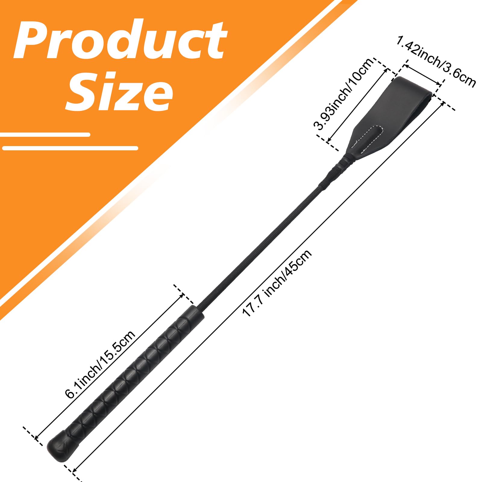 Coolrunner 18 inch Riding Crop for Horse Horse Whip with PU Leather Equestrianism Horse Crop Double Slapper Horse Whip Black Crops for Horses