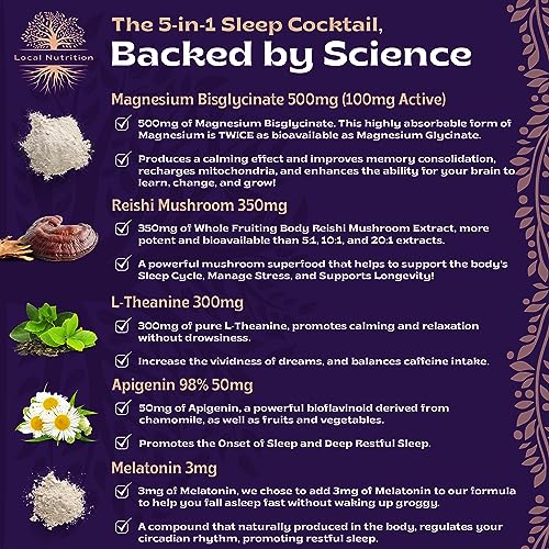 Magnesium Bisglycinate 500mg Reishi Mushroom 350mg L Theanine 300mg