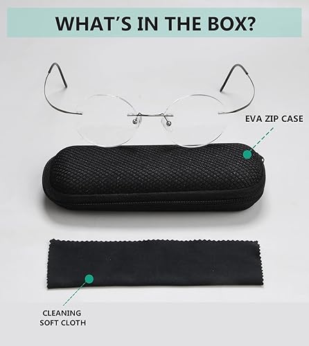 Miniatura 10 de Eyekepper Gafas de lectura redondas sin montura de titanio, lectores circulares, color rojo +0.0