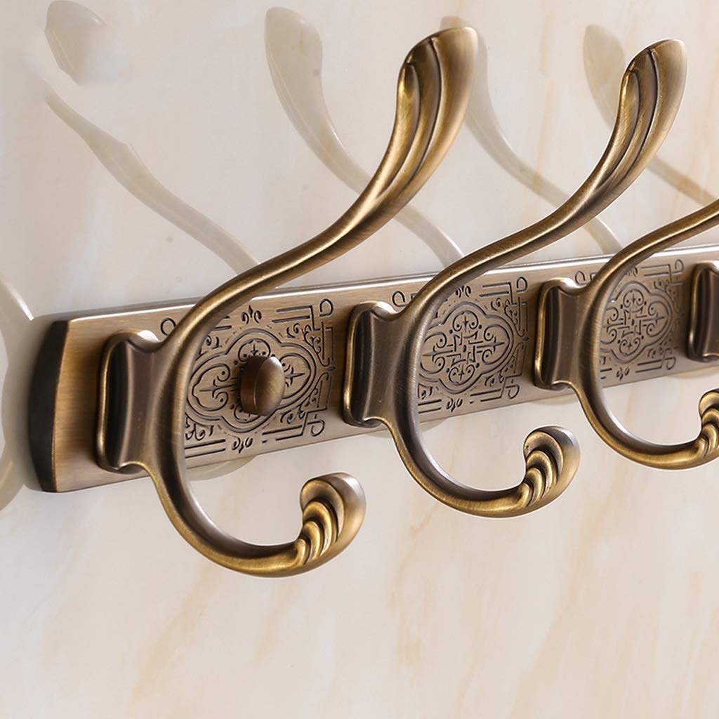 ZHOUXIAO Appendiabiti in Metallo Rustico Rack Montati a Parete 3-6 Ganci, Cappotto Agriturismo Vintage Intagliato Cappotto Gancio per Salotto Appeso Cappotto Cappello Asciuga gold-3hooks