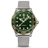 Pagani Design 007-Model Automatic Diving Watches for Men NH35 Movement, Stainless Steel Materials, Rotating Ceramic Bezel, Sapphire Domed Mirror, 100M Waterproof Mechancial Self Winding Wrist Watch