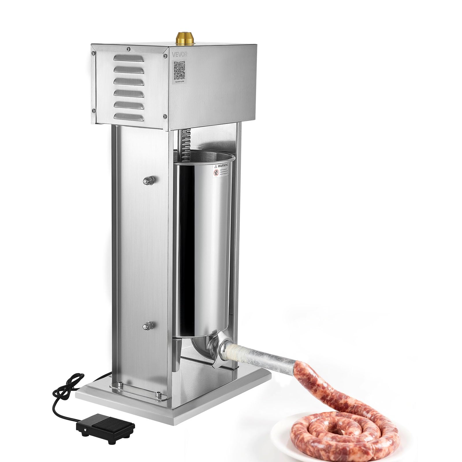 VEVOR Insaccatrice Elettrica per Salsicce, Insaccatrice Verticale per Carne da 35 L, Controllo della Velocità Continuo e Pedale, in Acciaio Inox con 4 Tubi di Insacco, per Uso Commerciale e Domestico