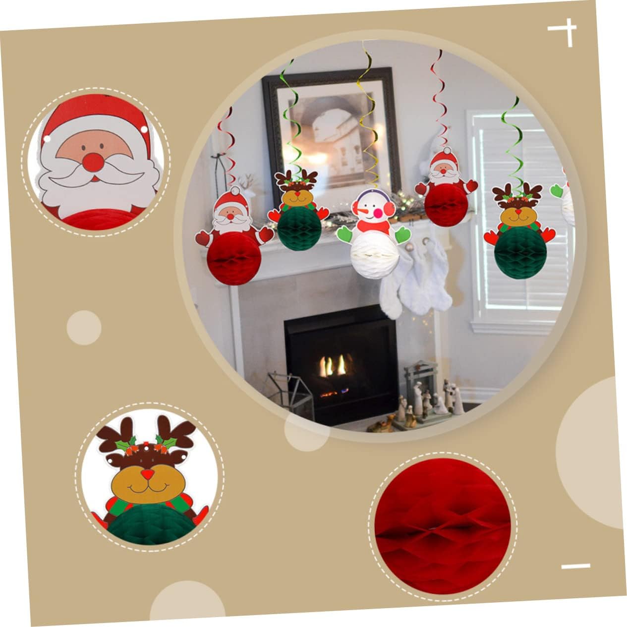 Xmas Decorative Pendants 6pcs Paper Hanging Ornaments for Christmas