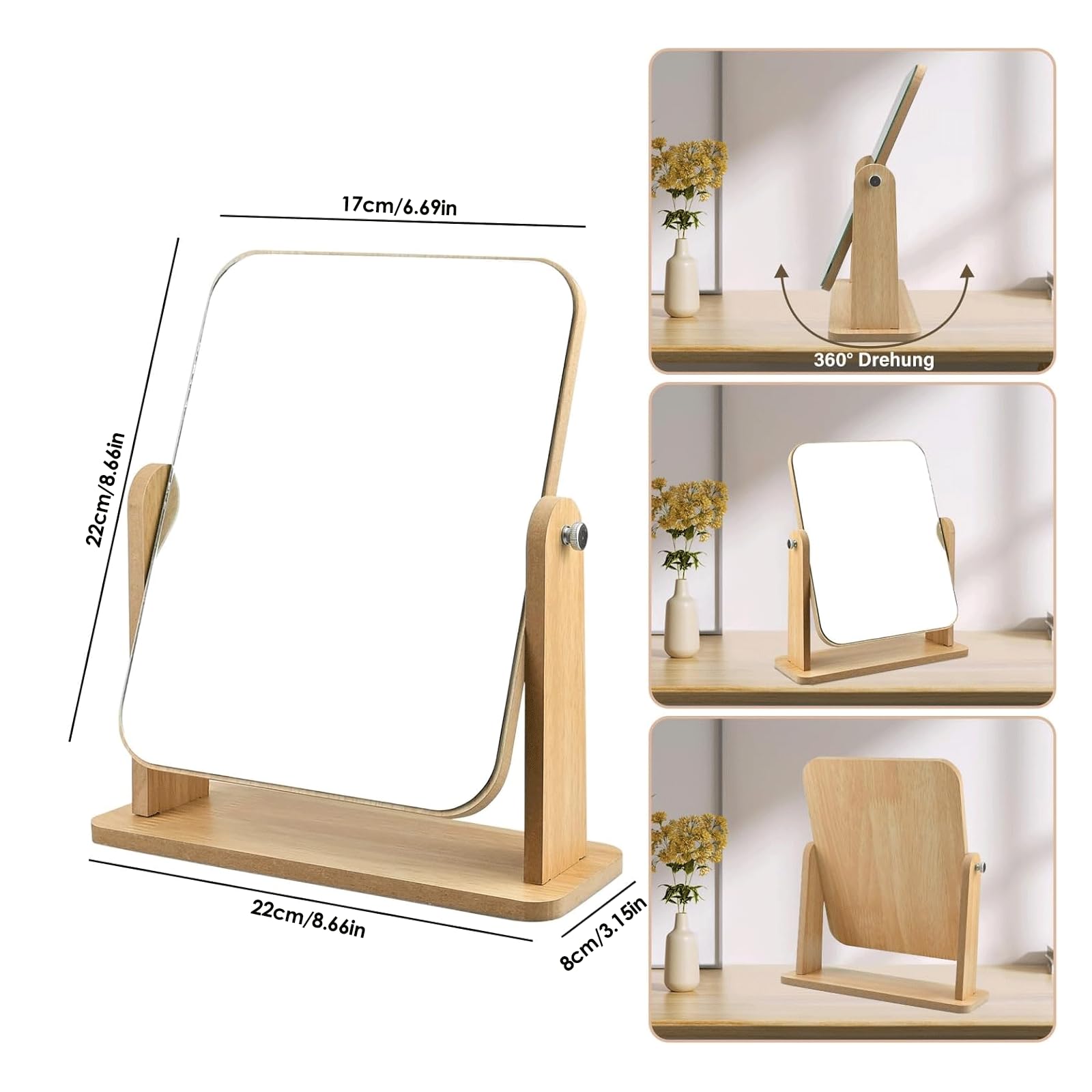 Specchio per trucco ingranditore Specchio da barba per bagno su due lati Tavolo girevole a 360° Tavolo da trucco cosmetico Specchio circolare per acco | Leroy Merlin