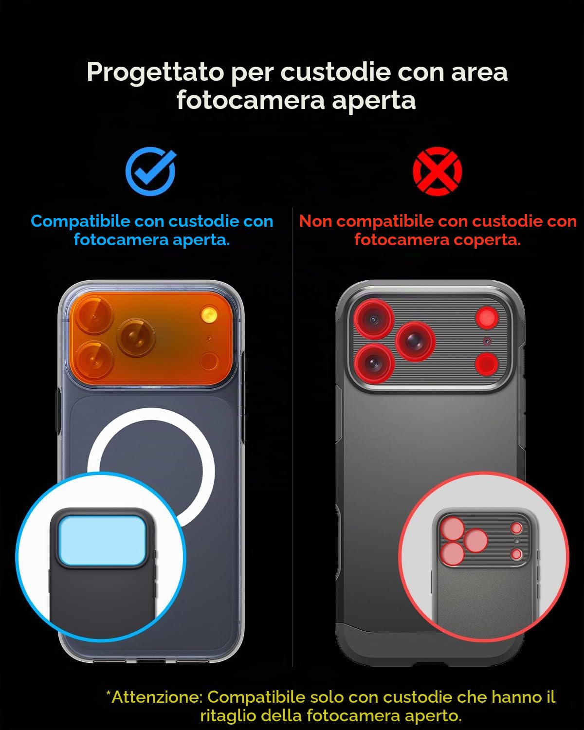 Spigen Glas.tR EZ Fit Optik Pro XL Protezione Fotocamera compatibile con iPhone 17 Pro, 1 Pezzi, Blu profondo, Anello Totale, Durezza 9H Pellicola prottetiva