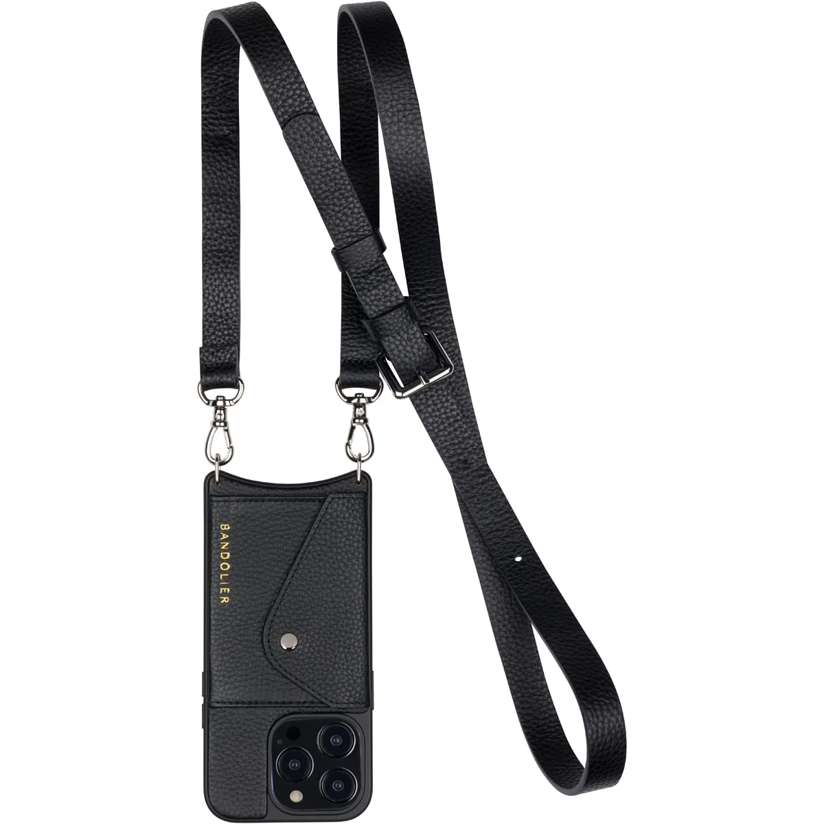 Bandolier Hailey Crossbody Phone Case and Wallet Black Leather with