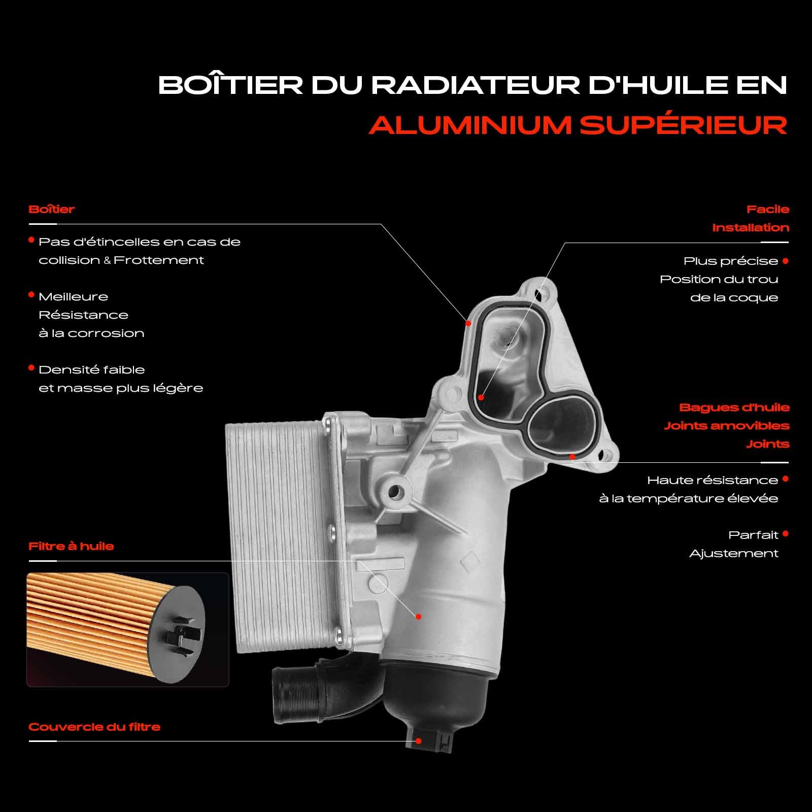 Frankberg Refroidisseur d'huile, huile moteur, refroidissement par eau,