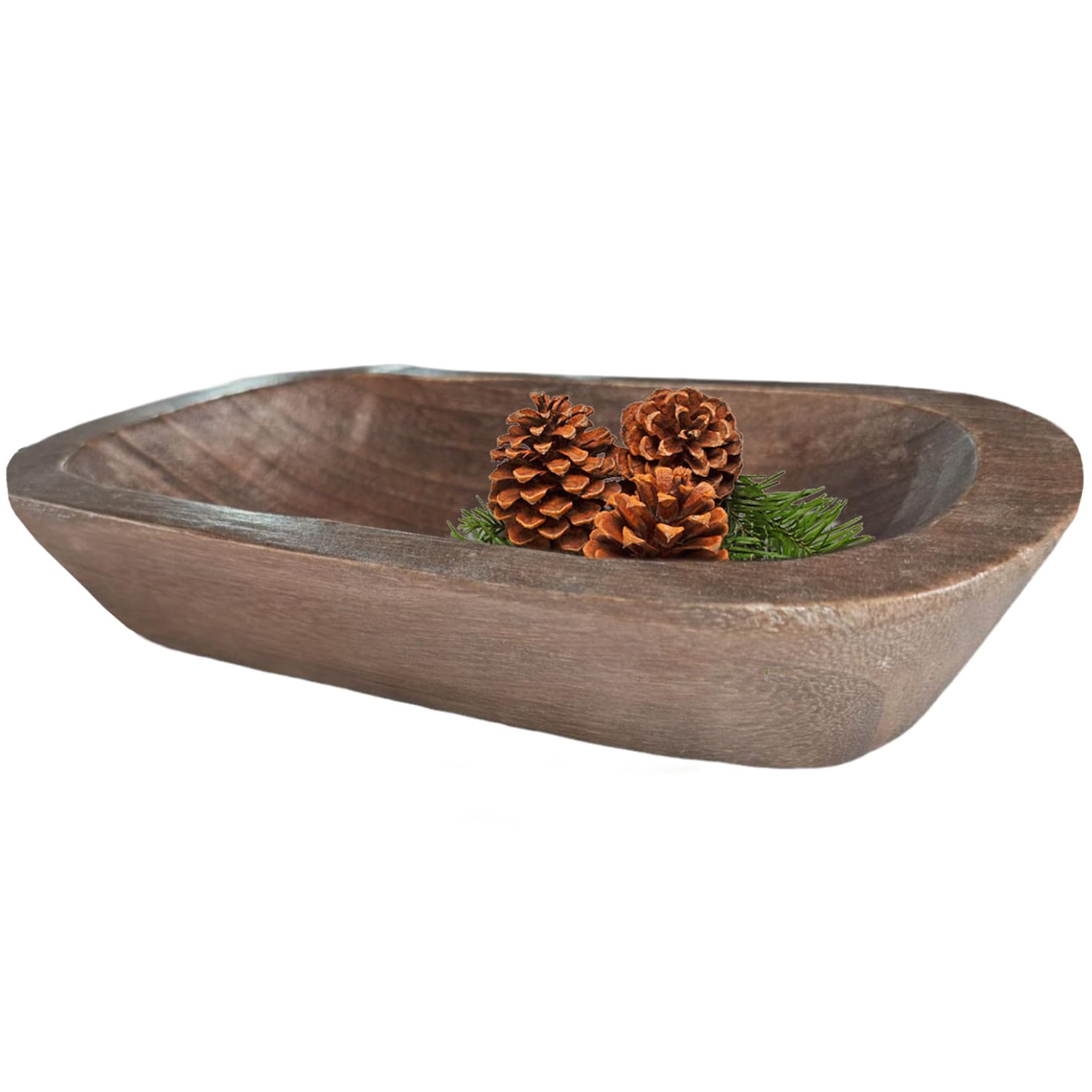 Hintyne Wooden Bowl Wood Bowls Decorative, 9.8x5.9x2 Inch Vintage Wooden Dough Bowl for Farmhouse, Restaurant, Cafe, Candle Centerpiece Decor