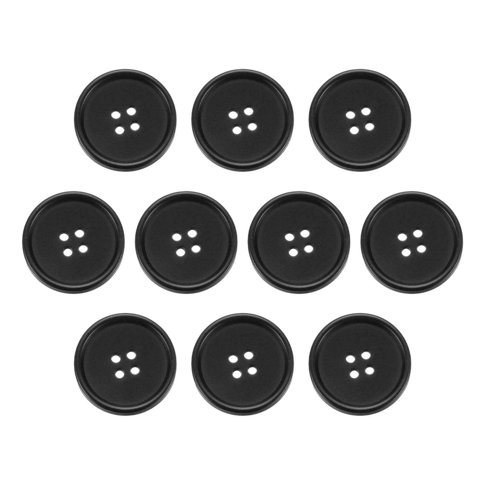 sourcing map 10pcs Resin Sewing Button, 28mm 1 1/8-Inch 4 Holes Round Pattern Flatback Buttons for Coat, Suits, Clothes Garment & DIY Crafts, 2#Black