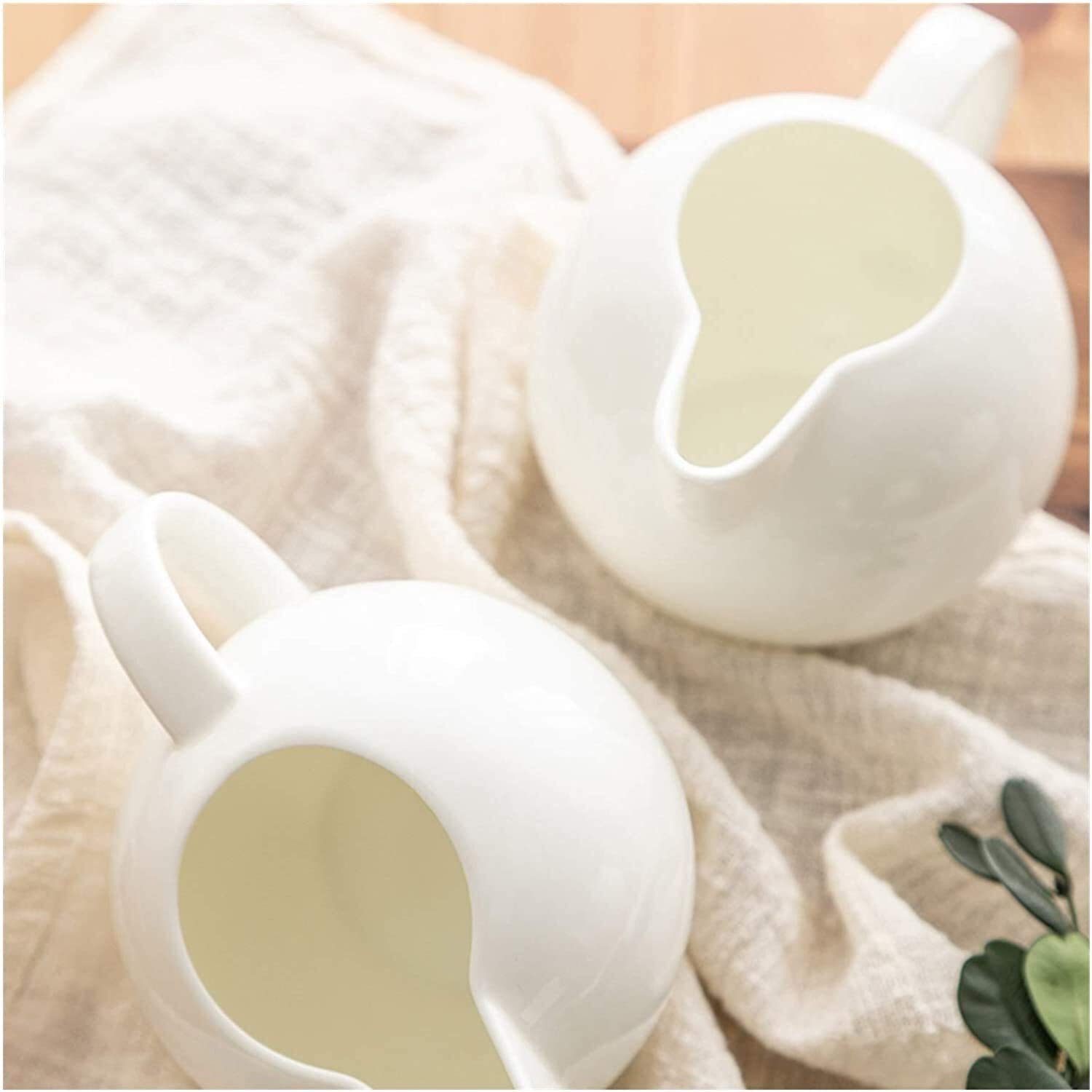 Zestaw porcelanowej śmietanki i cukiernicy, biały ceramiczny dzbanek do spieniania mleka do kawy i herbaty, 300 ml/10,1 uncji, 1 szt., 7,6 x 12 cm