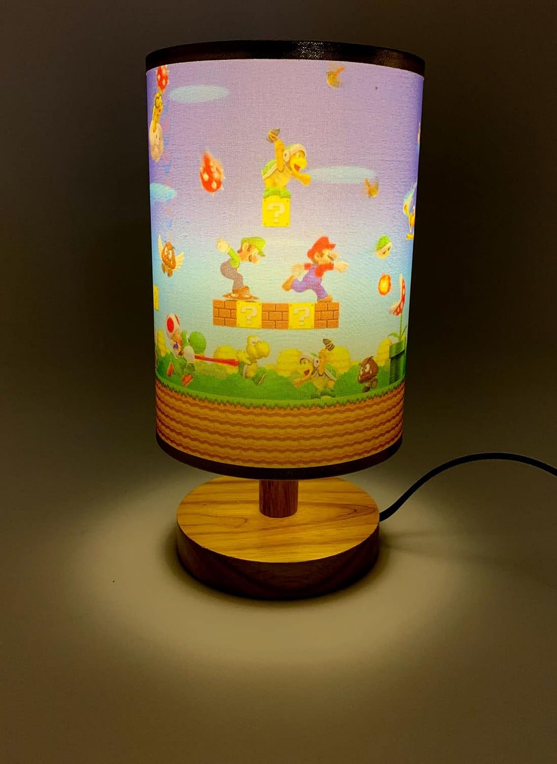 Table Lamp Boys Room Bedside Night Light Wood Base Room Decoration or Great Gift Ideas - Image 4
