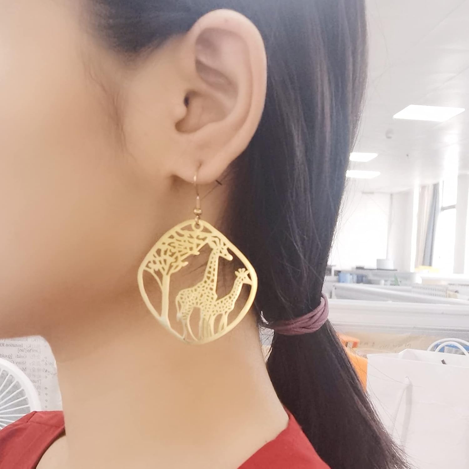 Giraffe Resting Under the Tree Drop Earring - Christmas Gift Jewelry - Image 6