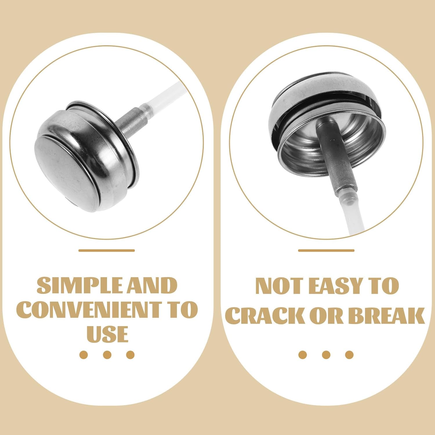 5pcs Push Down Pump Dispenser Bottle Cap for Alcohol and Cleaning Supplies, Reusable Stainless Steel and Aluminum Lid with Tight Sealing, Suitable for Household and Professional