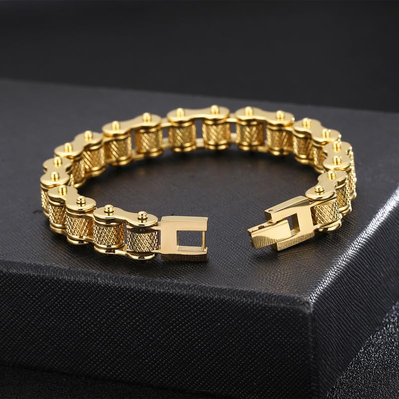 Generic 18k Gold Cuban Men's Bracelet, Fashionable Tough Guy Style, Hip-Hop Bracelet, Suitable for Holidays3