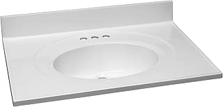 Design House 551374 31-Inch by 22-Inch Marble Vanity Top/Single Bowl, Solid White - coolthings.us